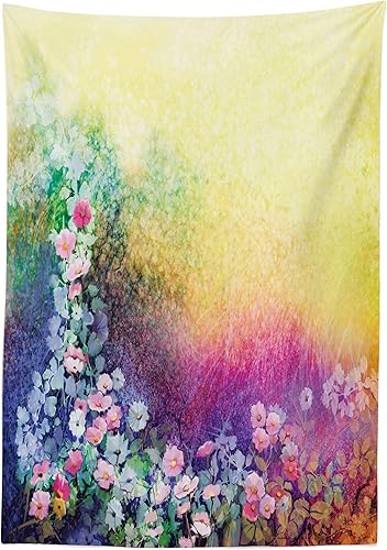 Miniatura 2 de Ambesonne Mantel de flores, hiedra floral de belleza en primavera floreciendo naturaleza, suave y tranquilo estampado del paraíso, mantel