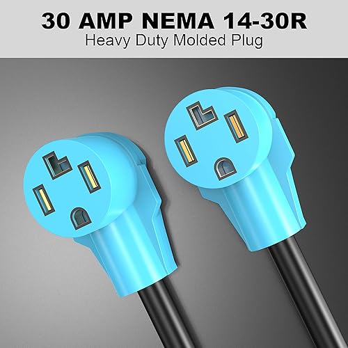 Miniatura 5 de CircleCord Secador de 4 clavijas y divisor en Y de 2 pies, NEMA 14-30P macho a dos NEMA 14-30R hembra, 30 amperios, 250 voltios, 7500 W, STW 10 AWG,