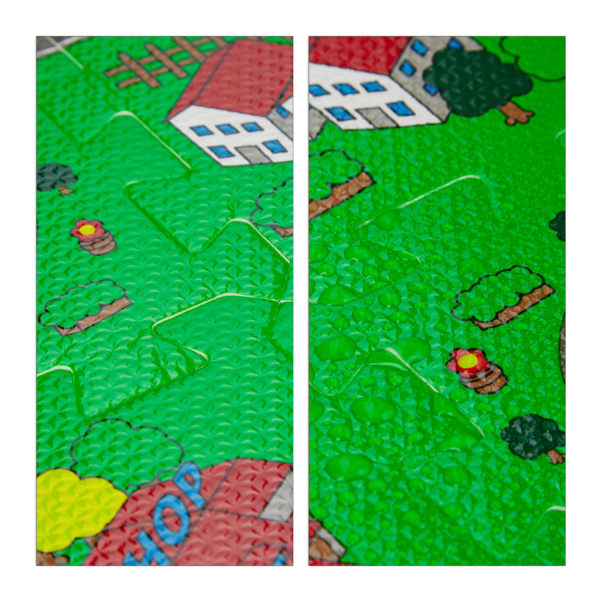 Relaxdays Alfombra Puzzle Ciudad, Alfombrilla Juego 9 Piezas, Niños y Bebés, Goma EVA, sin Tóxicos, 90x90 cm, Multicolor