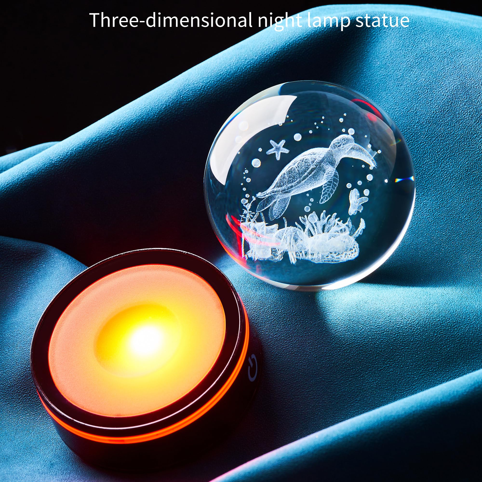 3D Sea Turtle Crystal Ball Figurine with LED Base Laser Ocean Figurines Lover​​ Gifts for Women Men on Christmas Birthday Decorative Ball Sea Turtle Glass Globe Night Light for Room Decorations Crafts