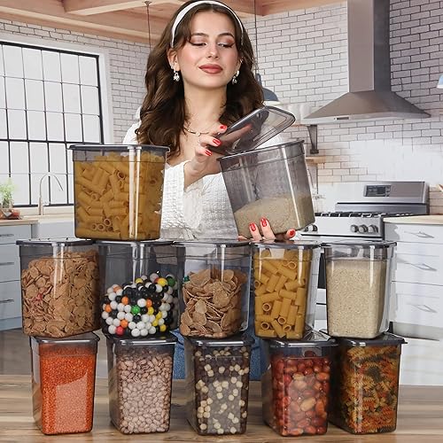 Miniatura 2 de T&D HOME GOODS Tarros de almacenamiento con tapa, herméticos, juego de 12 recipientes de almacenamiento, sin BPA, contenedor de almacenamiento para