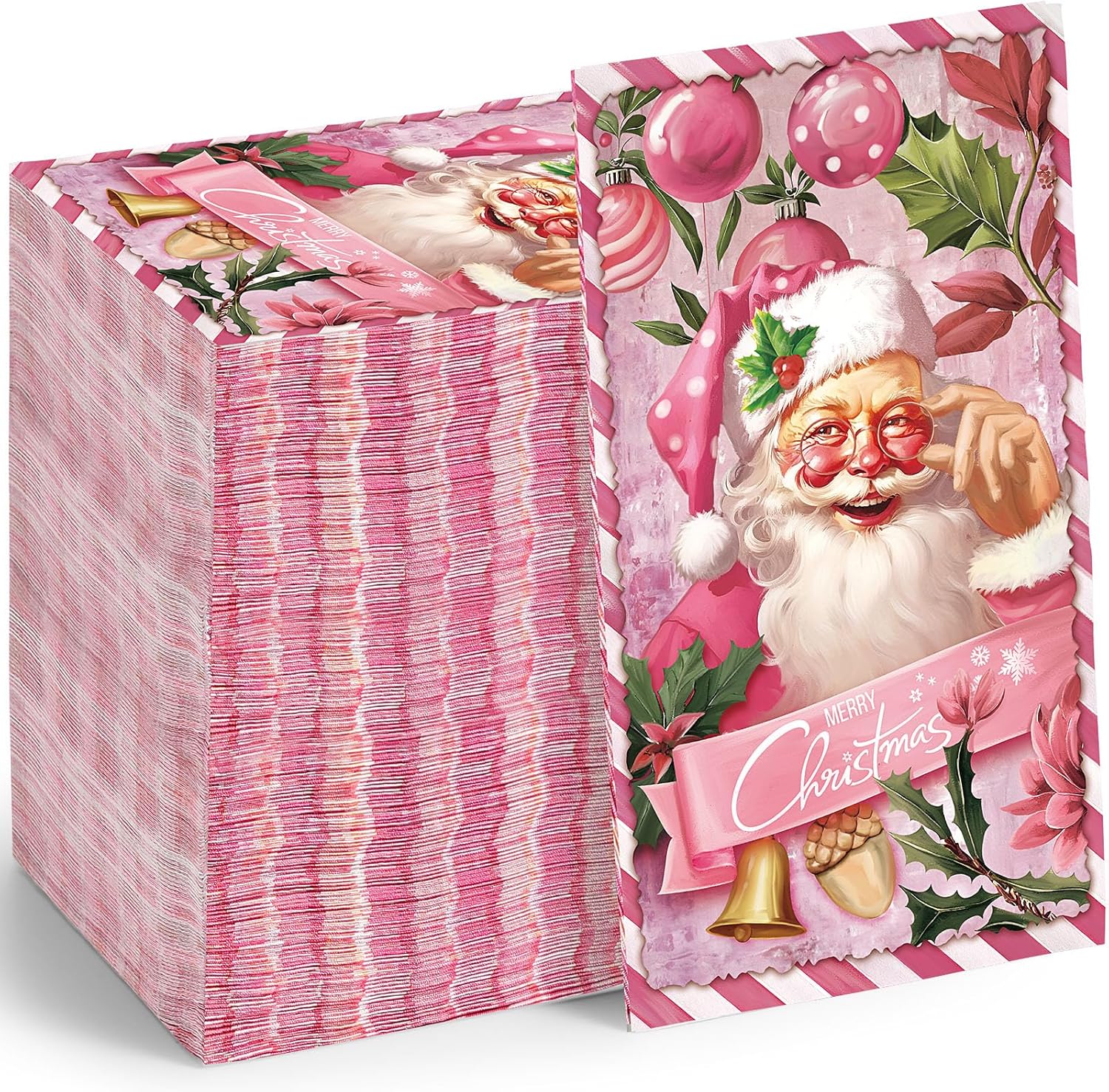 Gueevin 100 Pcs Christmas Paper Napkins Pink Christmas