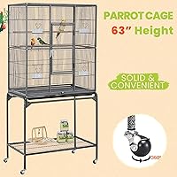 Vista 7 de Yaheetech Jaula grande de hierro forjado de 63 pulgadas para pájaros africanos pequeños cuáqueros de Yaxa Loros canarios jaula de vuelo