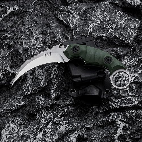 Miniatura 5 de OOULORE Fixed Blade Knife, D2 Steel Blade G10 Handle, Tactical EDC Knife Double edged sharp Claw Knife, Utility Knife for Outdoor Survival Hiking