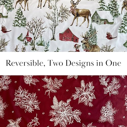 Miniatura 4 de Southshore Fine Living, Inc. Juego de edredón de Navidad tamaño Queen Matrimonial con 2 fundas de almohada, juego de ropa de cama reversible de