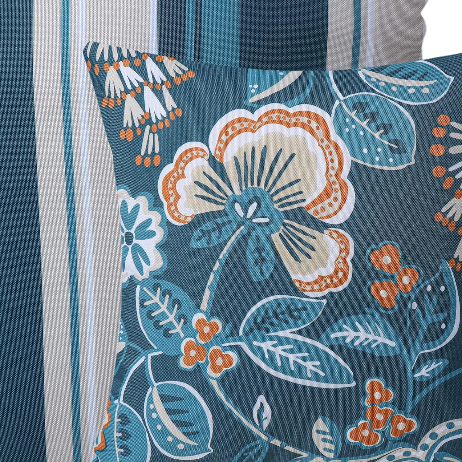 Phantoscope Pack of 2 Outdoor Indoor Throw Pillow Covers Decorative Waterproof Outdoor Pillows Patio Pillows Cushion Case for Couch Tent Park, Dark Blue 18 x 18 Inches : Patio, Lawn & Garden