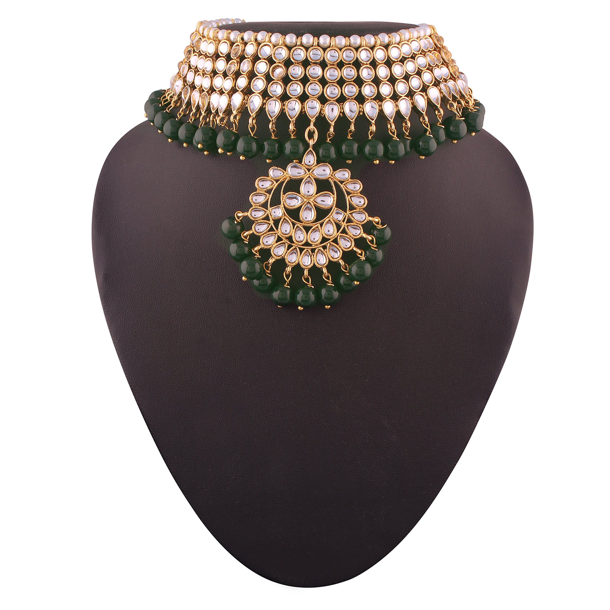Indian Bollywood Jewelry Set - Gold Plated Kundan Pearl Necklace & Earrings | Traditional Women's Ethnic Collection