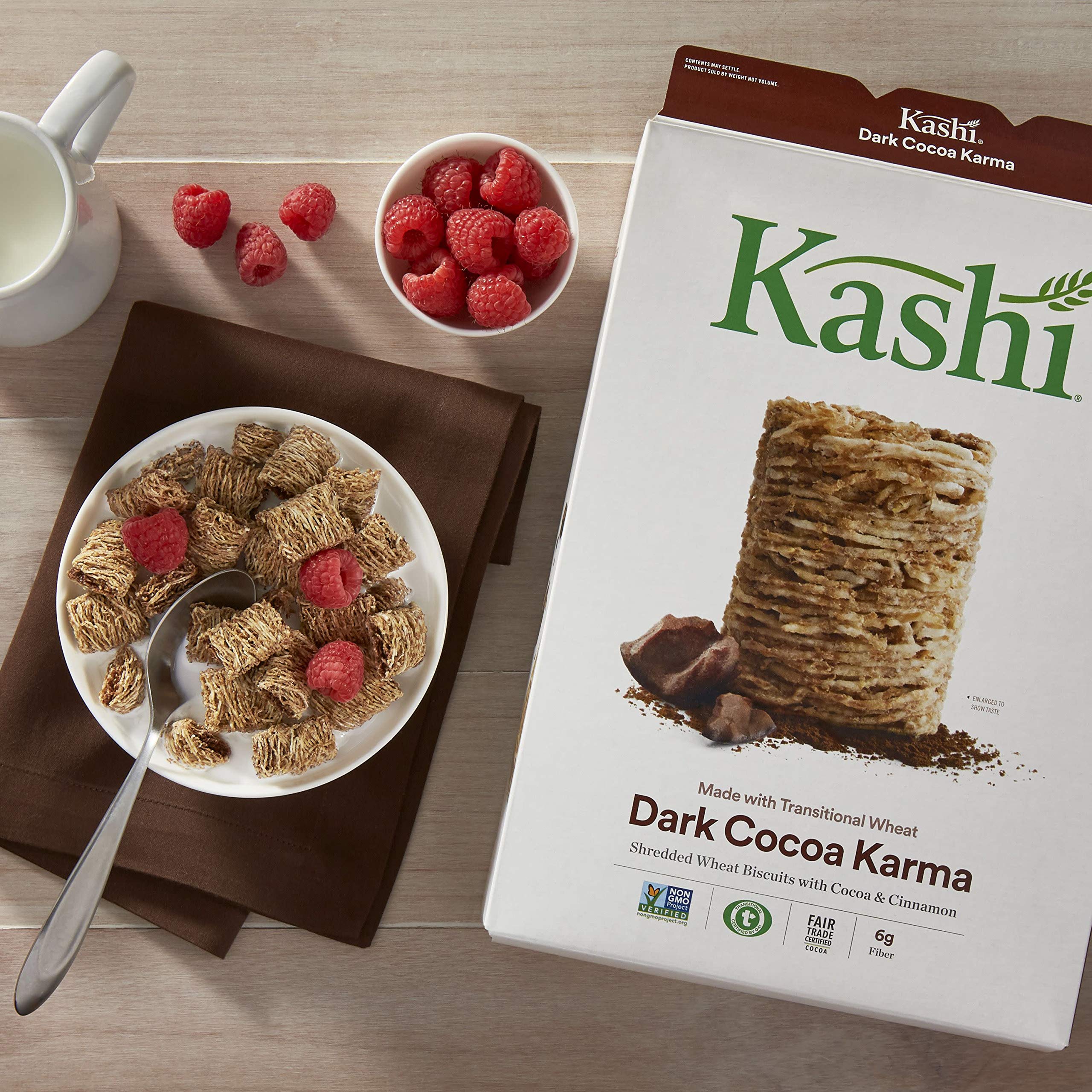 Kashi Breakfast Cereal, Vegan Protein, Fiber Cereal, Dark Cocoa Karma