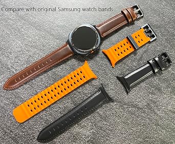 OTOPO Leather Band Compatible Galaxy Watch 8 40mm 44mm/8 Classic 46mm Men Women, No Gaps Genuine Leather Replacement strap with Stainless Steel Buckle for Galaxy Watch 8 Classic Smartwatch 2PACK