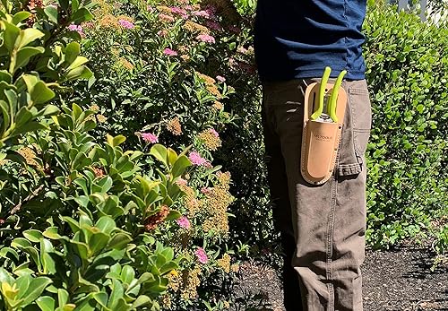 Miniatura 4 de MLTOOLS Funda de cuero para tijeras de podar  Fabricado en Estados Unidos  100% cuero de grano fino  Caja para equipo de jardinería con clip de