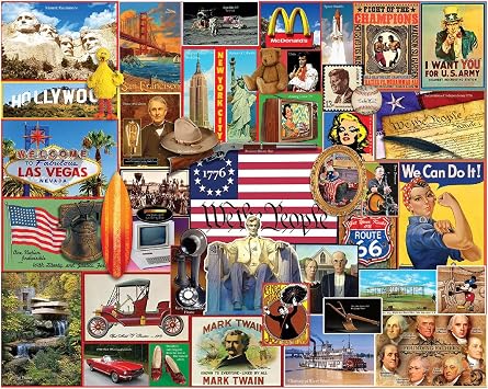 White Mountain 1000 Piece Jigsaw Puzzle Nostalgic USA Collage Puzzles with Large Pieces for Adults and Family 24x30 - American Originals
