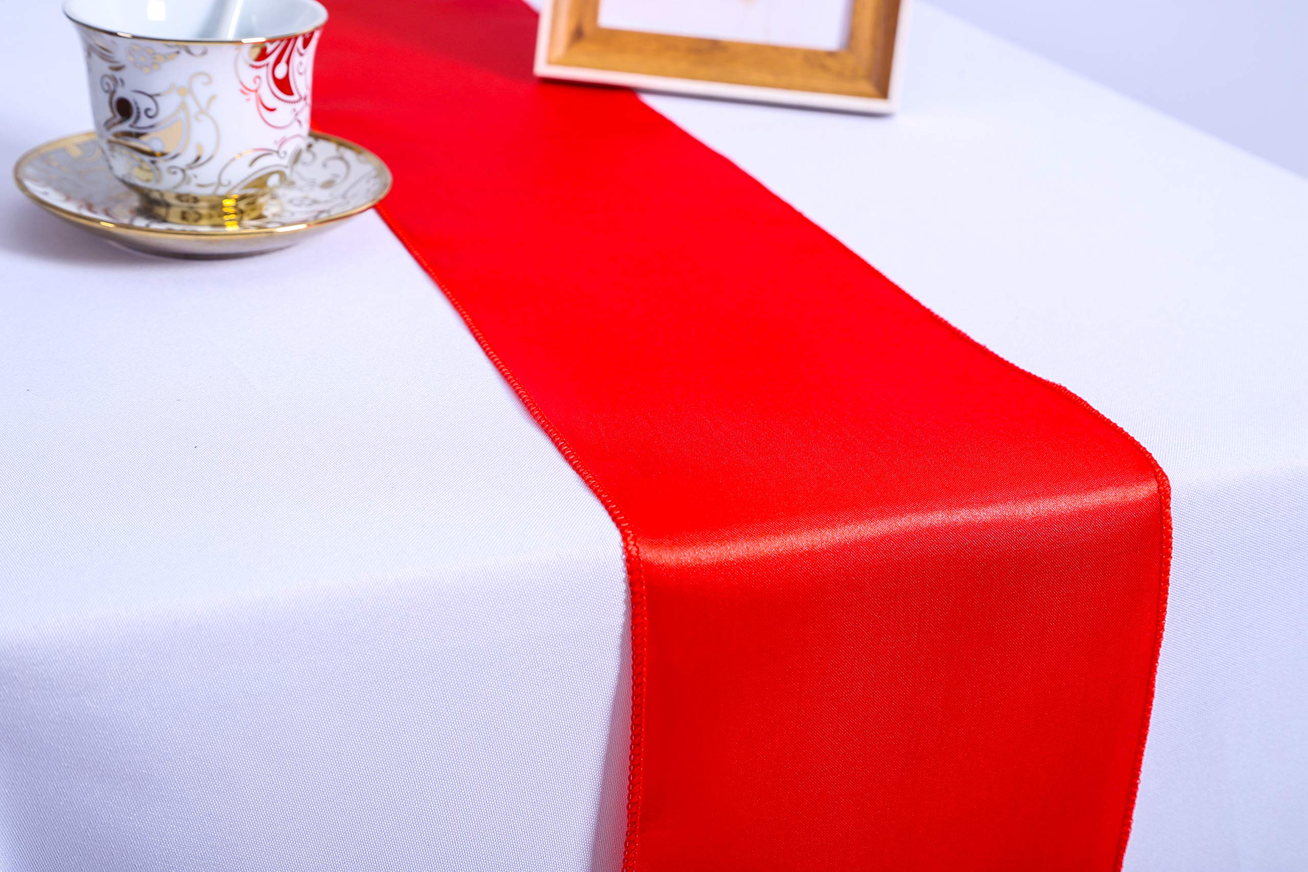 CNFQ - 10 runner per tavolo, in raso, decorazione sala da matrimonio, 275 x 30 cm (viola scuro