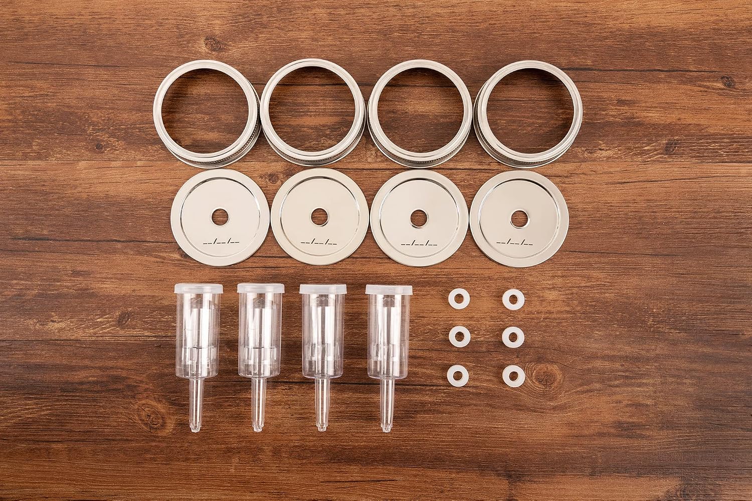 Jillmo Fermentation Kit, Vacuum Fermenting Lids with Pump for Wide Mouth Mason Jar, 4 Pack (NO JARS)