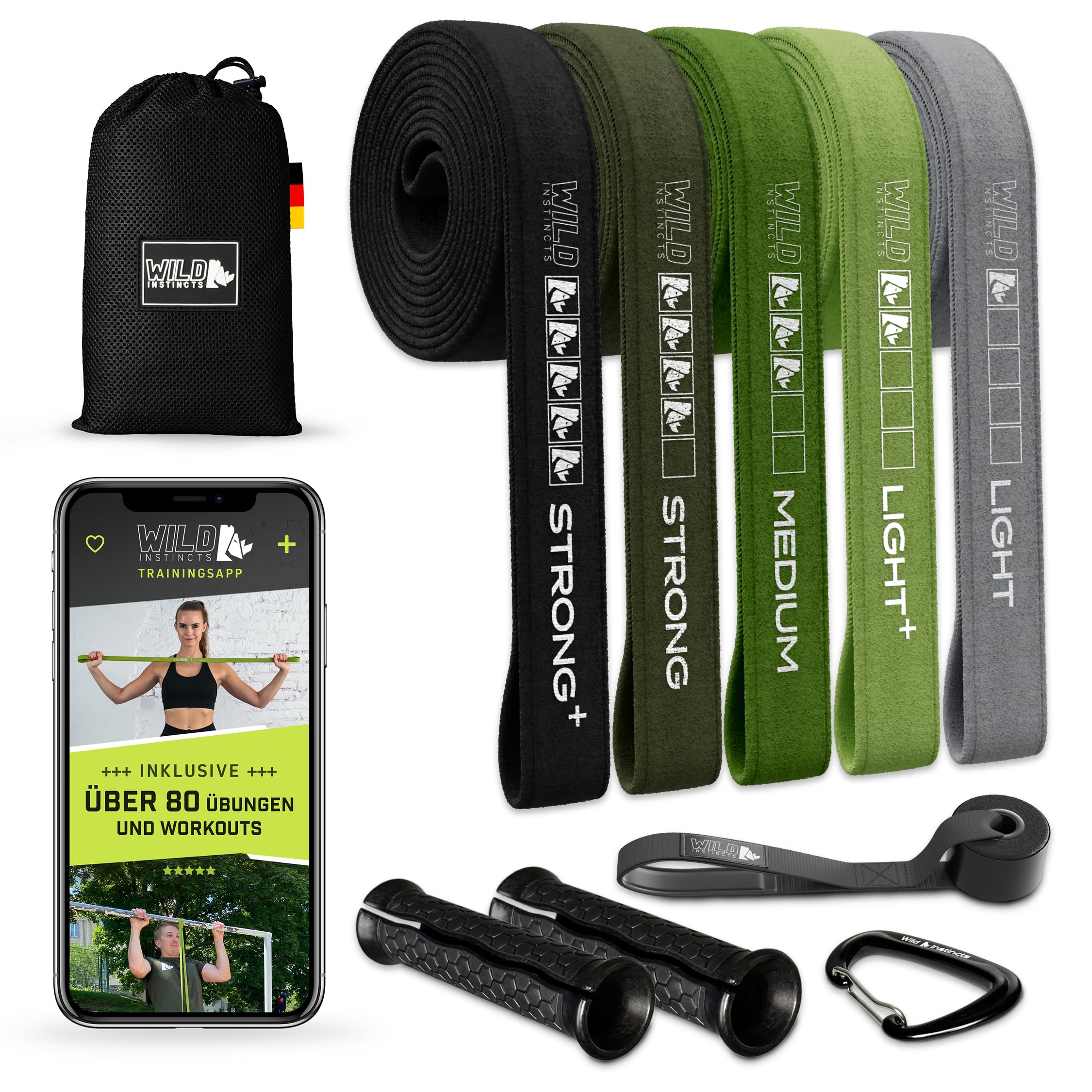 Wild Instincts Fitnessbänder aus Stoff/Widerstandsbänder Lang/Gymnastikband Stoff/Fitnessbänder Lang/Trainingsbänder/Long Resistance Bands/Sportbänder Fitness
