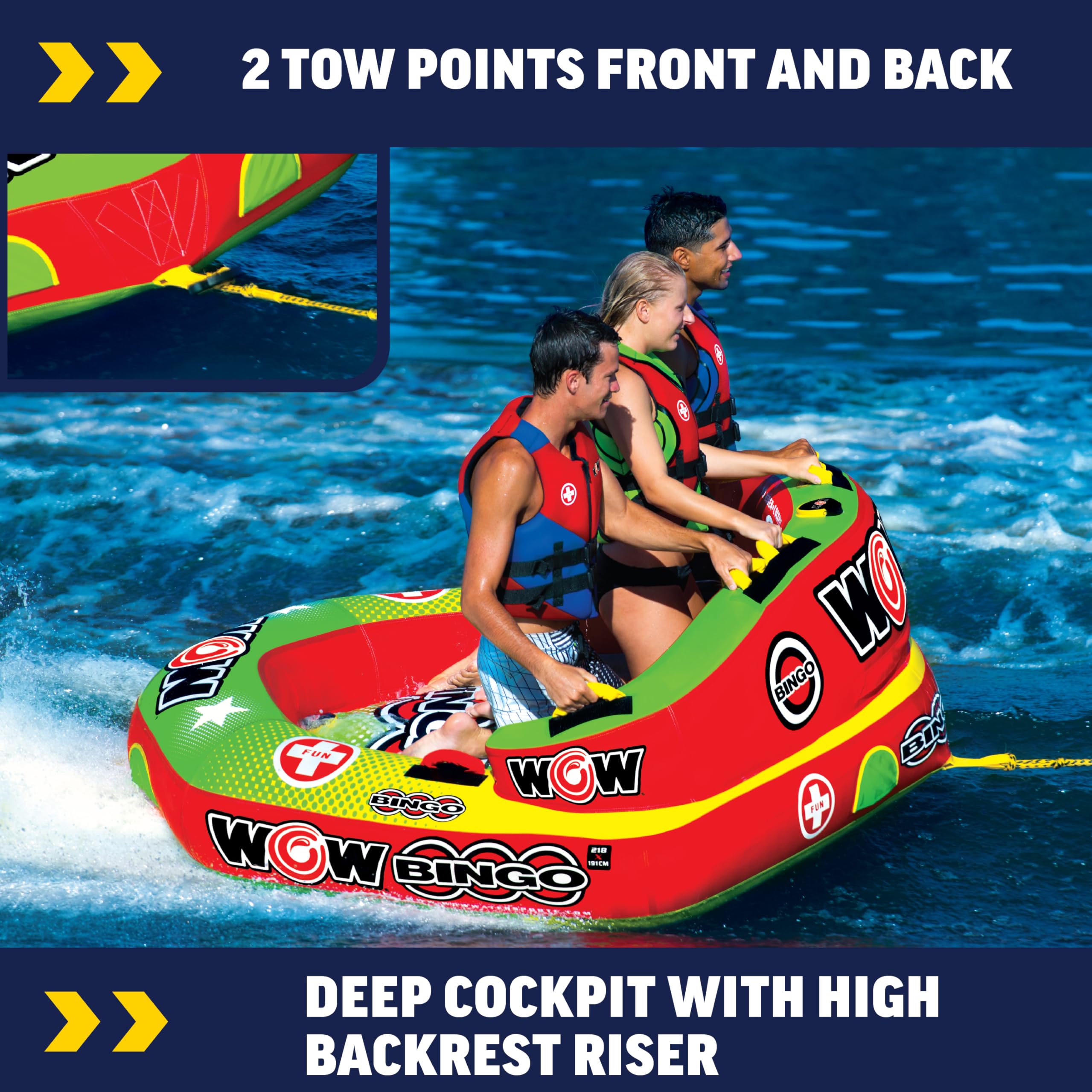 WOW Bingo Cockpit Gommonile Trainabile Per Nautica - 2 Posti Con Doppio Punto Di Traino