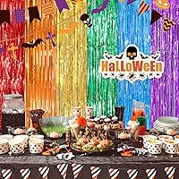 Vista 7 de Cortina de flecos de arcoíris para fiesta, paquete de 2 cortinas de fondo de flecos de aluminio de 3.3 x 8.3 pies para cumpleaños, boda, novia, baby
