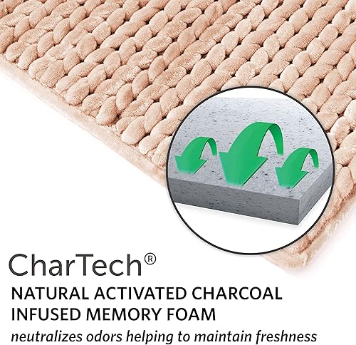 Miniatura 6 de MICRODRY SoftLux - Tapetes de baño trenzados para baño, súper absorbente, de espuma viscoelástica con infusión de carbón, con base antideslizante