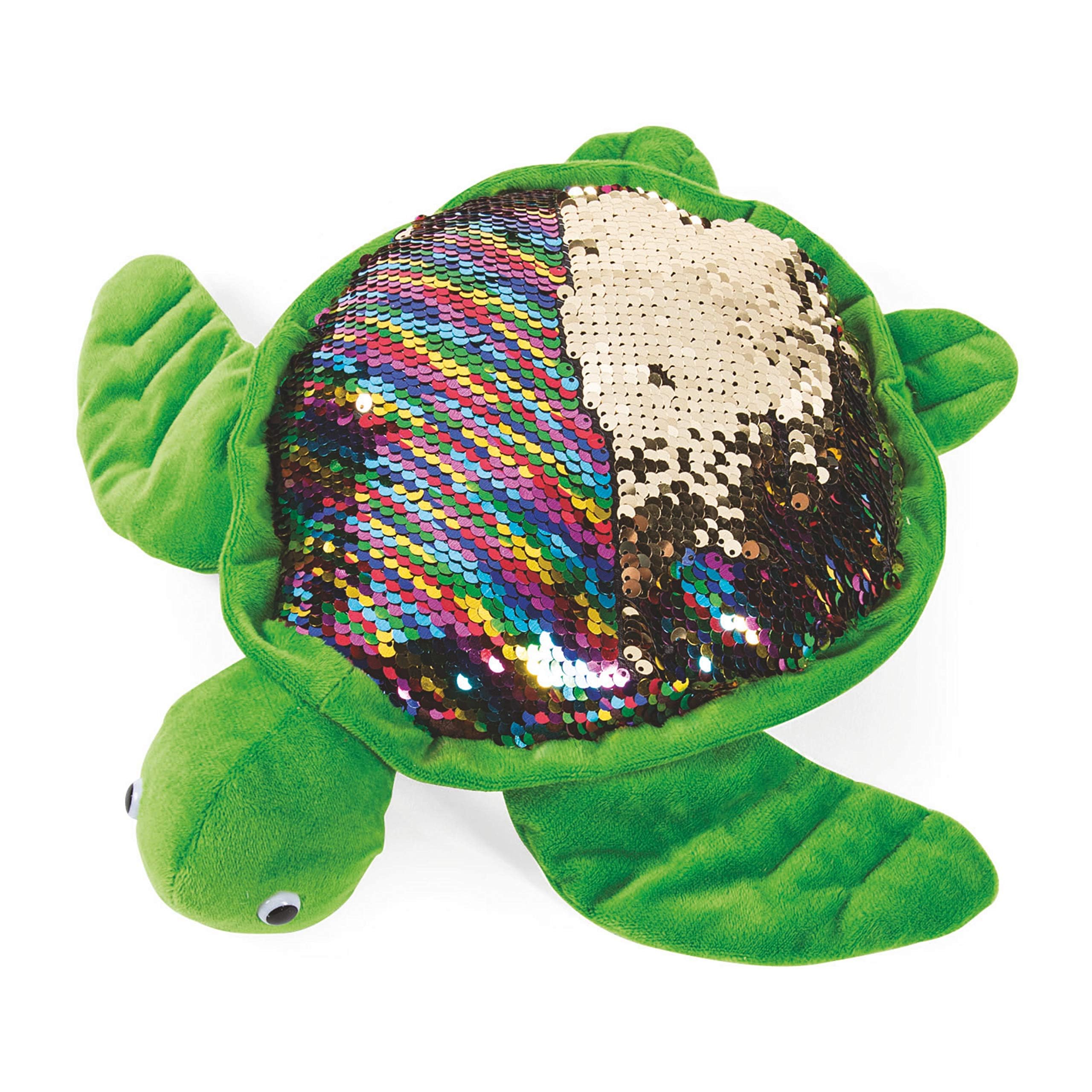 LMC Products 11" Turtle Stuffed Animal with Reversible Flipping Sequins - Cute Plush Sea Turtle