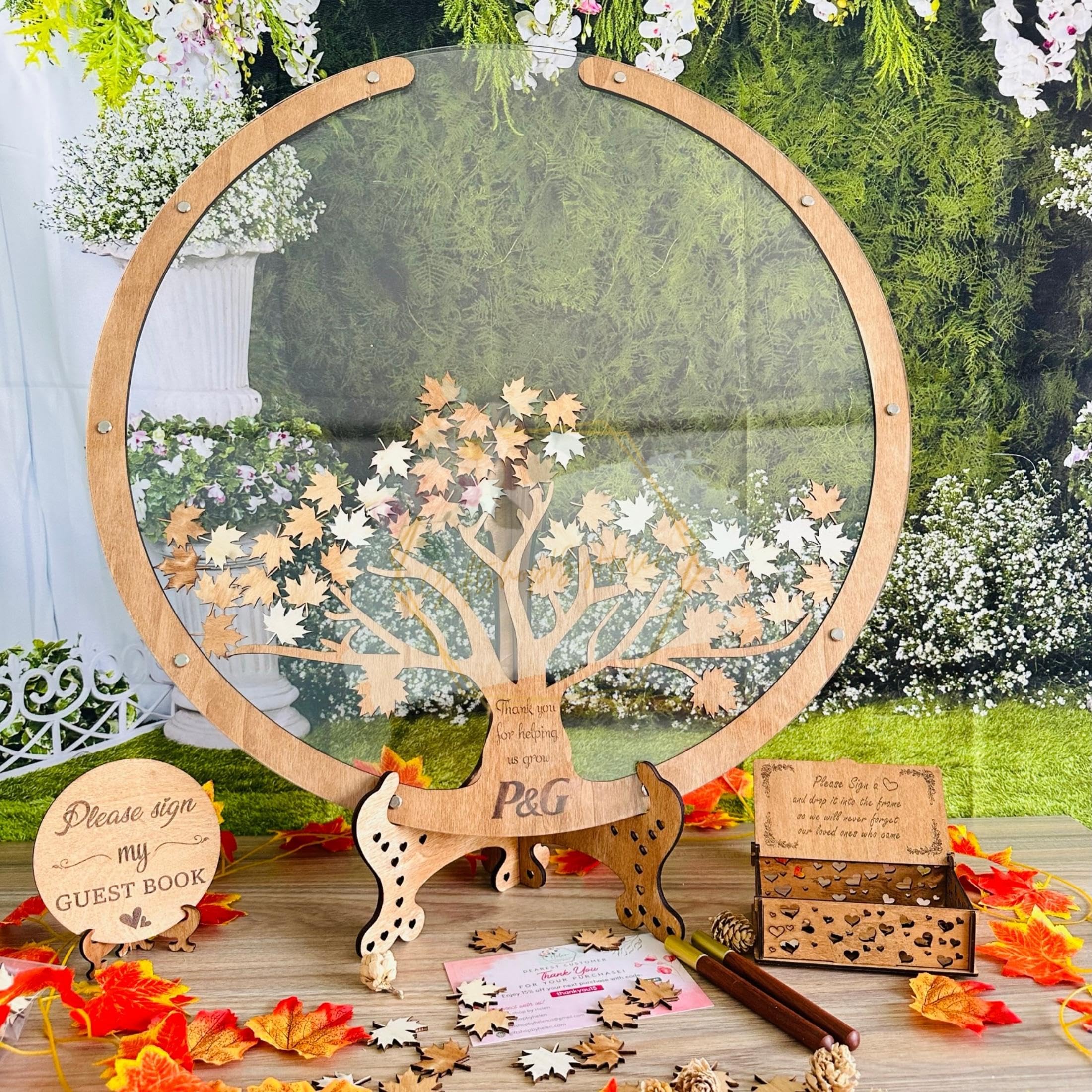 Personalized Maple Tree And Leaves Wedding Guest Book Alternative, Personalized Fall Leaf Tree Drop Box Guest Book Alternative, Tree Guest Book For Wedding, Alternative Guest Book Wedding Reception