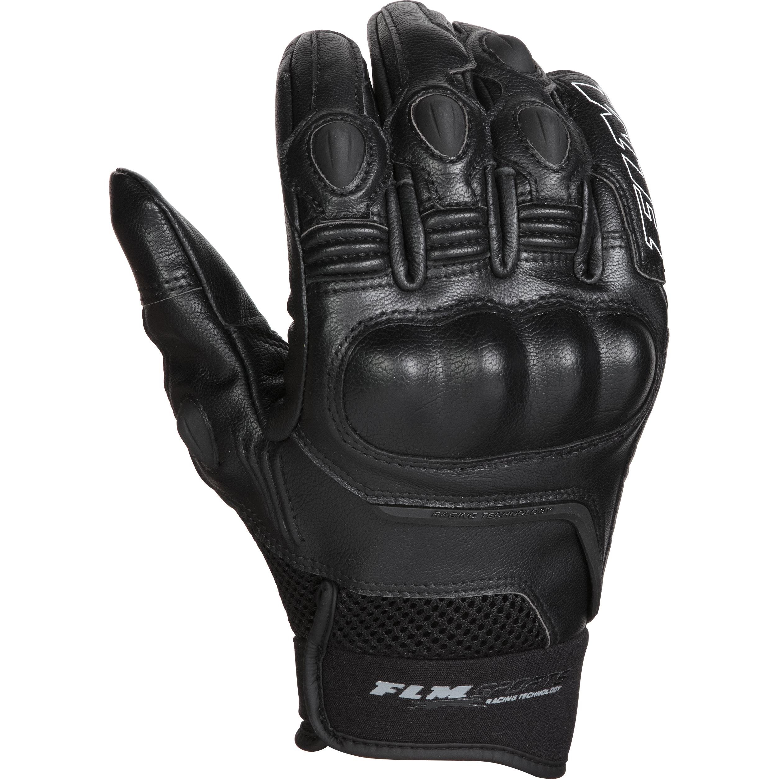FLM Motorcycle Gloves Short Motorcycle Gloves Leather Sport 5.0, Men, Sportler, Summer, Black, 8 Automotive