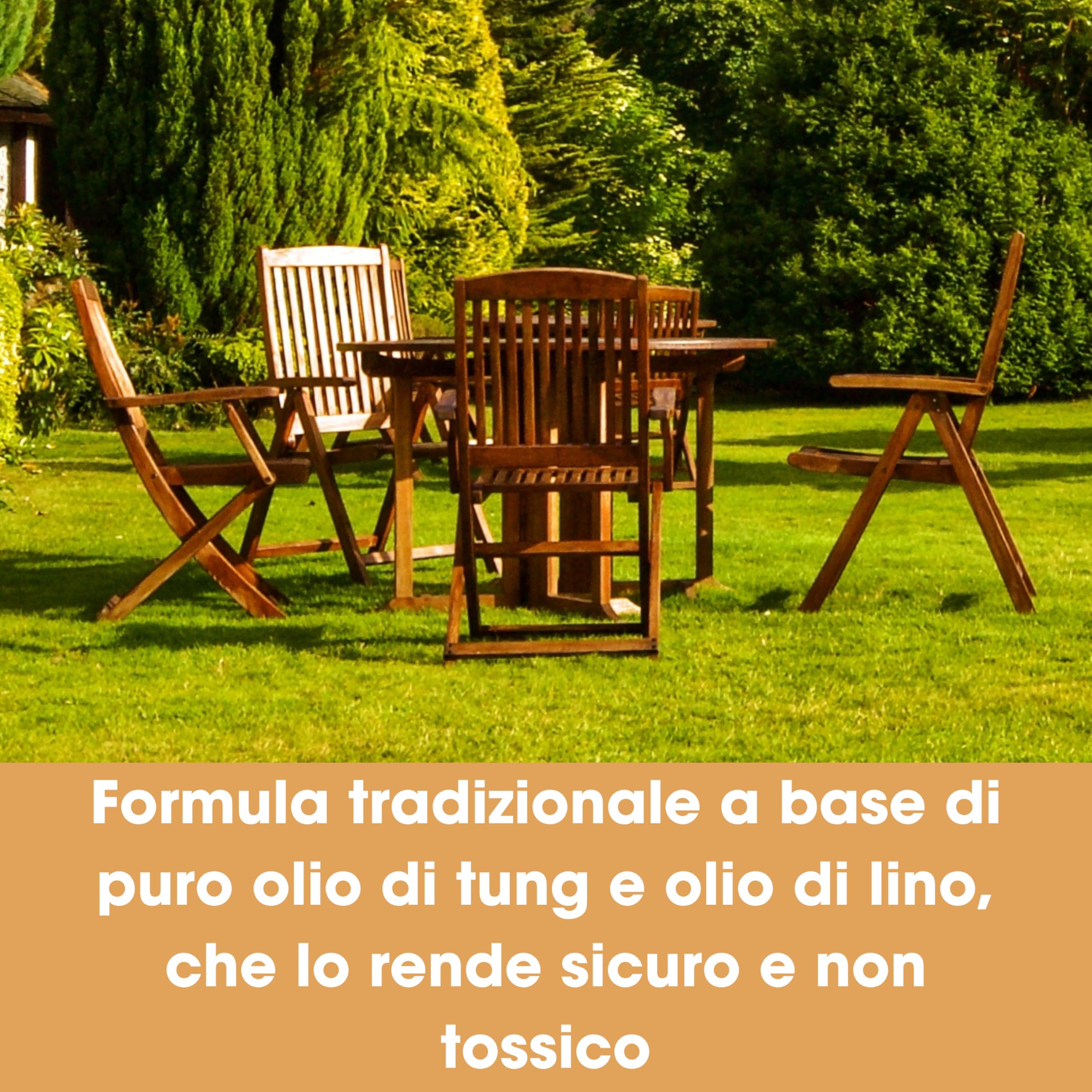 Furniture Clinic Olio per Teak - Olio per legno da esterni, protegge mobili da giardino - Ripristina il legno e previene l'essiccazione- Asciugatura rapida - Finitura opaca naturale - 2,5 L