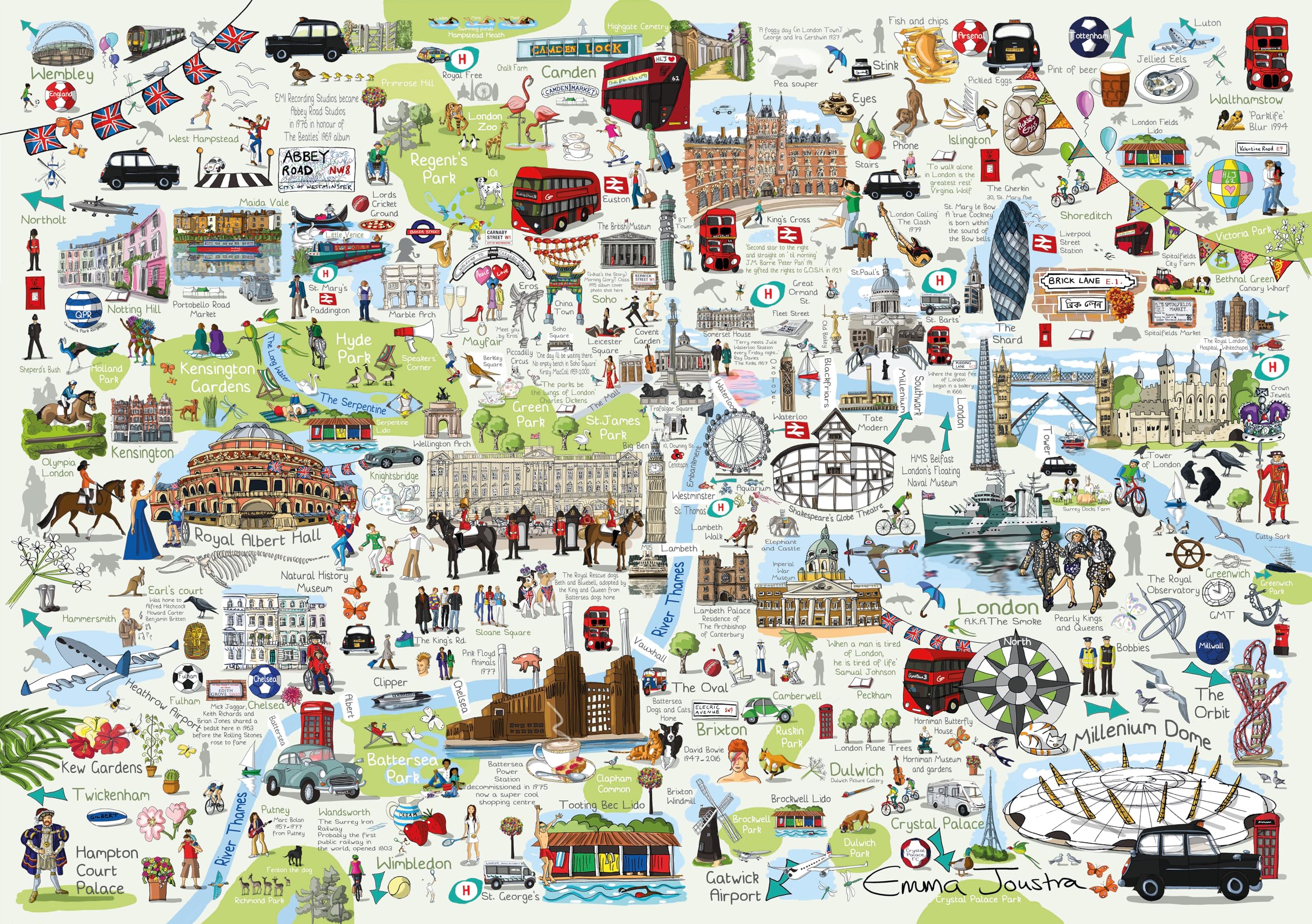 Emma Joustra Jigsaw Puzzle 'Tour Of London' 1000 Piece | Great British Jigsaws | Small Batch Made | Sustainable Jigsaw Puzzles