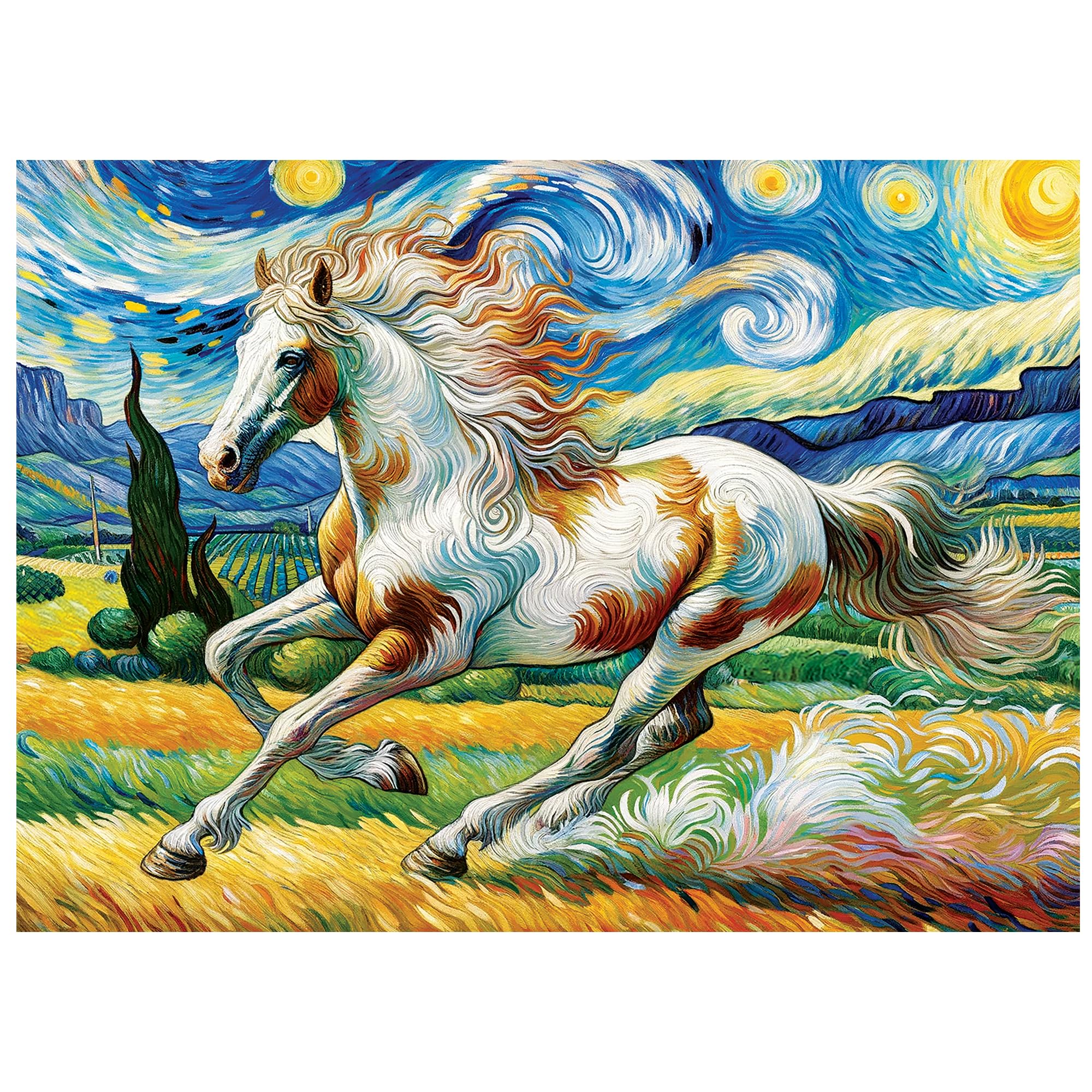 WOODEN.CITY Puzzle en bois 1000 pièces - Cheval rapide avec 100 pièces en forme d'animal - 53,9 x 39,4 cm - Conçu et fabriqué dans l'UE