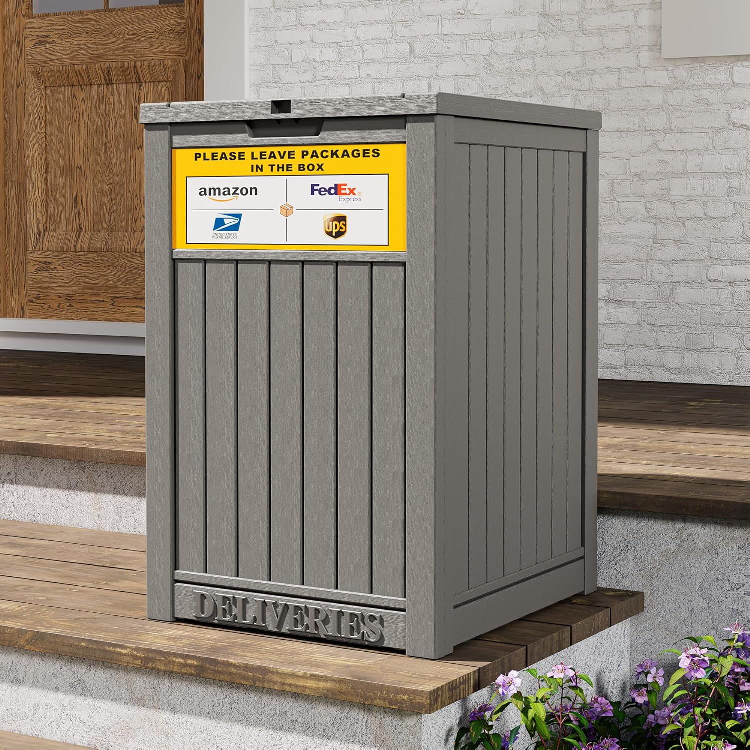 Package Delivery Box With Sign for Outside, Outdoor Storage with Lockable Secure, Large Double Wall Resin Outdoor Package Delivery and Waterproof, 48 Gallon - Image 2