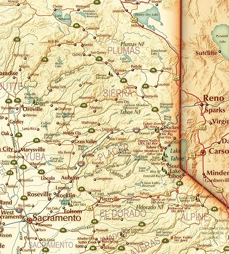 Miniatura 8 de Hermoso mapa de pared de California, estilo clásico del Atlas antiguo, cuenta con topografía en relieve sombreado, decorativo y funcional, elige