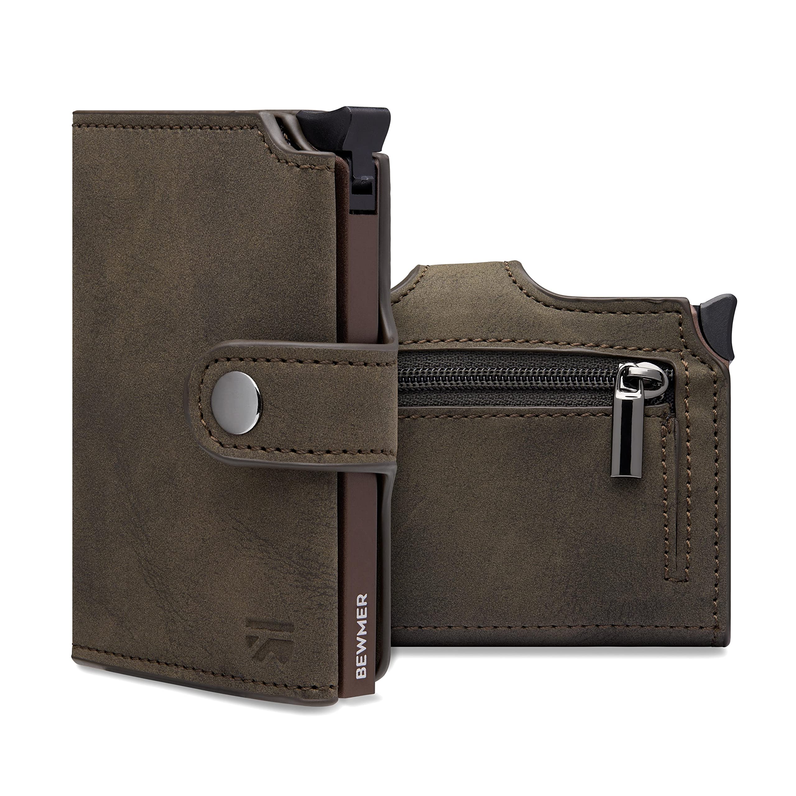 BEWMER2 Shielded Credit Card Wallet | Anti-Cloning Protection Slim RFID Wallet for Men and Women | Card and Money Clip with Coin Holder