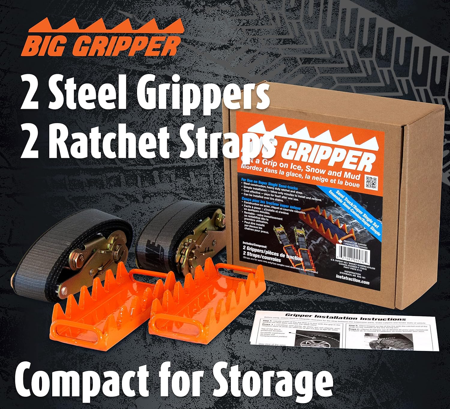 Offroad Snow Chains Alternative Traction Device For Semis w Super Single Tires - Easy Setup With Durable Strap & Rachet Design - A Perfect Truckers Gift & Long Haul Emergency Kit Addition 2 Piece Set