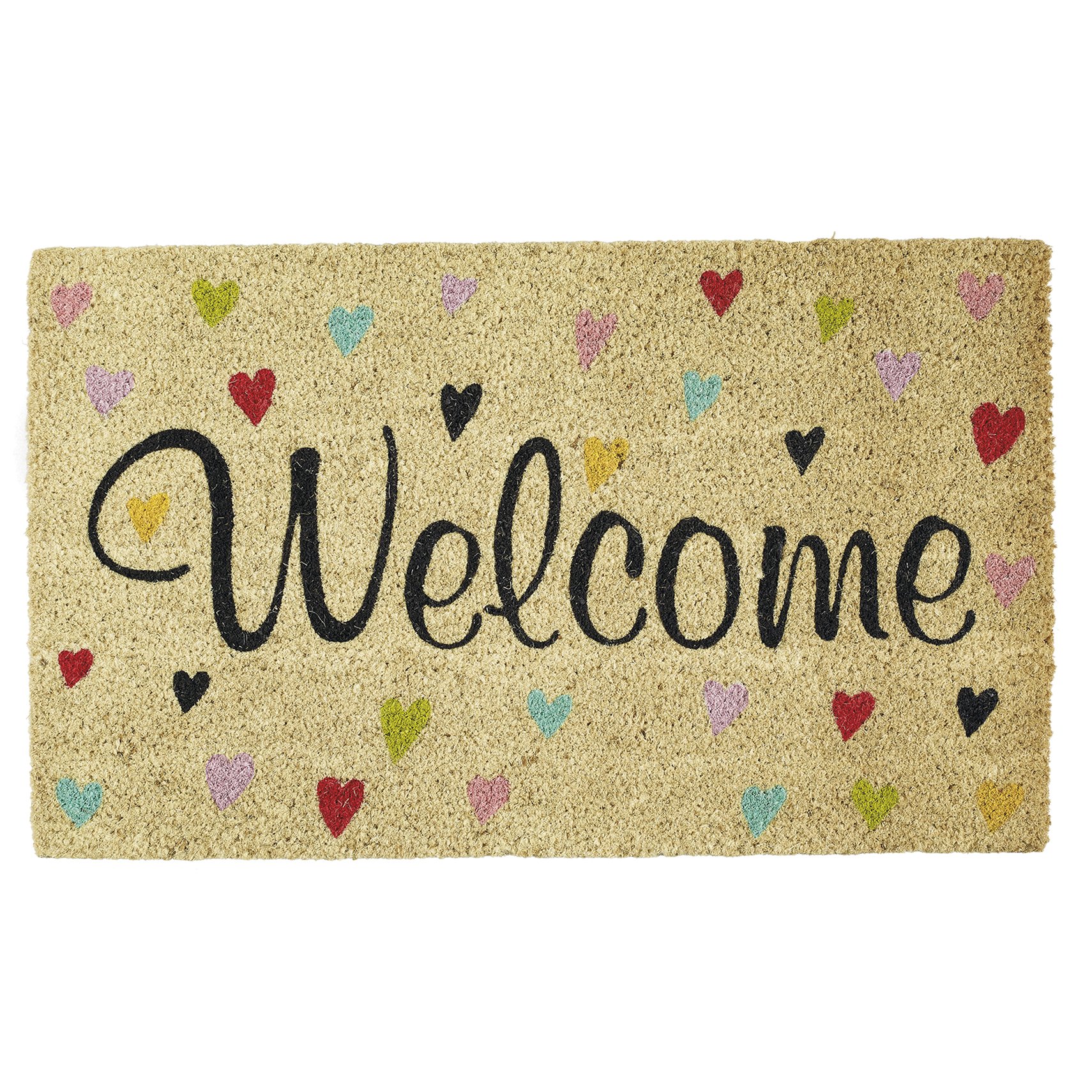 DIINatural Coir Doormat Outdoor Welcome Mat, 17x29, Hearts