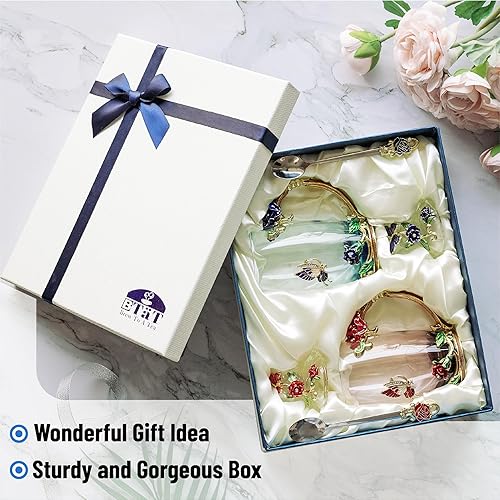 Miniatura 5 de BTT- Tazas de té elegantes con tapas, paquete de 2, taza de té de cristal, regalos para mujeres, vidrio soplado, taza de té,