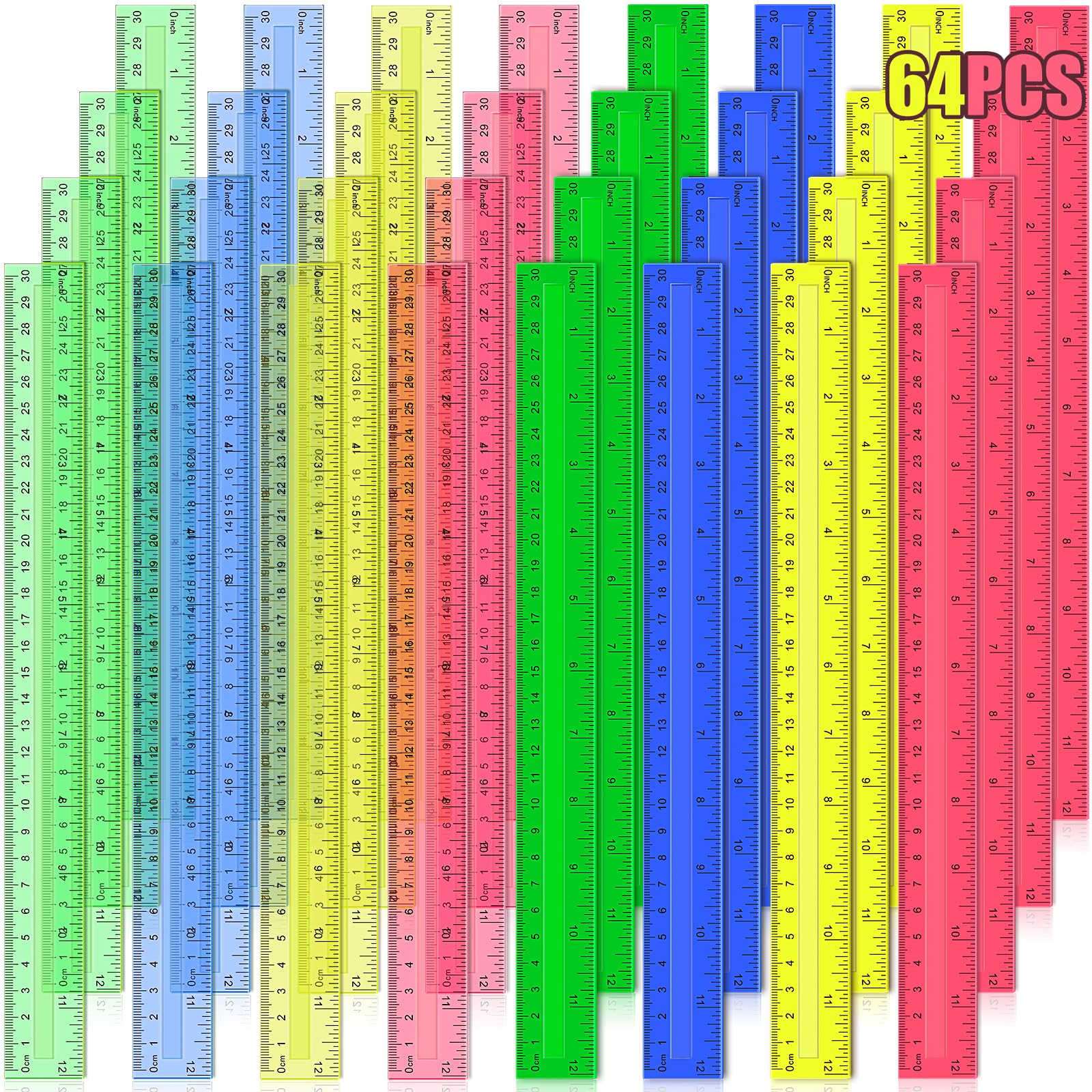 Plastic Rulers Geometry Set 21 Pack Clear - 12 Inch With Inches ...