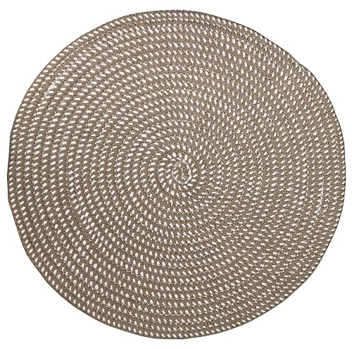 HUAHOO Hand Woven Round Area Rug 2' Dark Camel