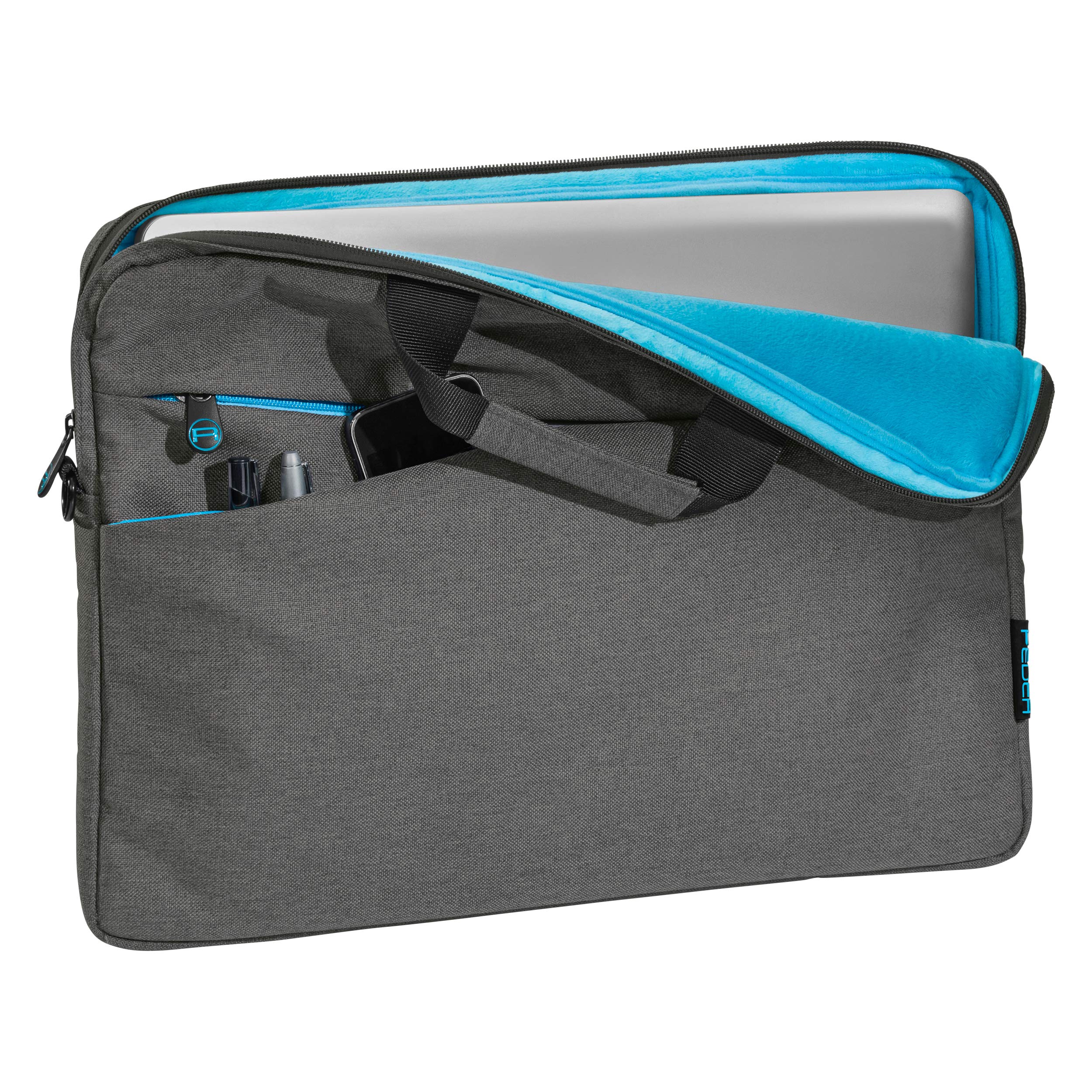 PEDEA torba na laptopa "Fashion" torba na notebooka do 17,3 cala (43,9 cm), torba na ramię z paskiem na ramię, w zestawie zamek do notebooka, szara