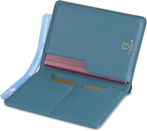 Miniatura 4 de Vaultskin KENSINGTON - Tarjetero para pasaporte y vacunación para viajes con bloqueo RFID, funda de cuero para tarjetas para hombres y mujeres