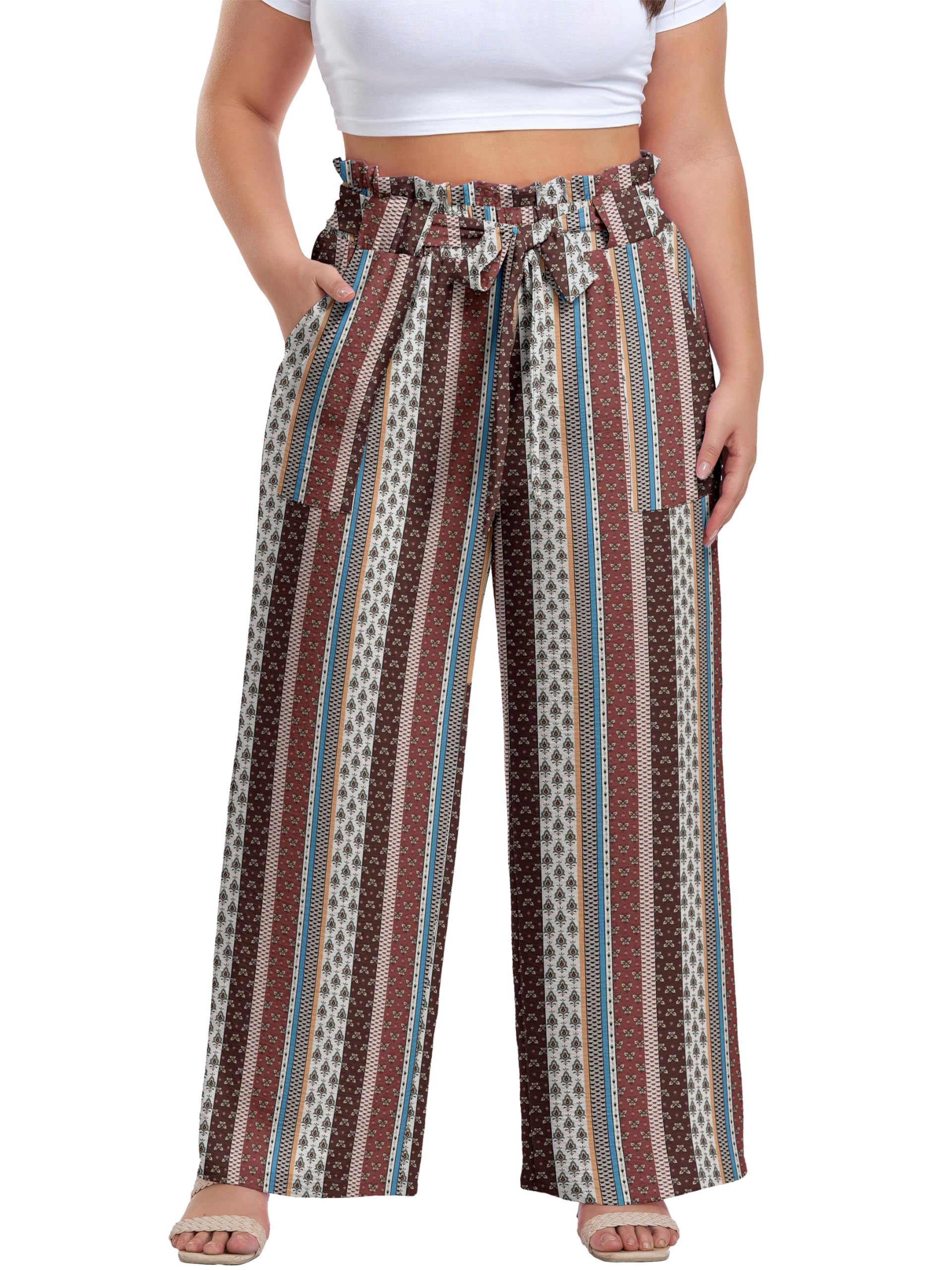 OLRIK Plus Size Pants for Women High Waisted Wide Leg Casual Palazzo Pants