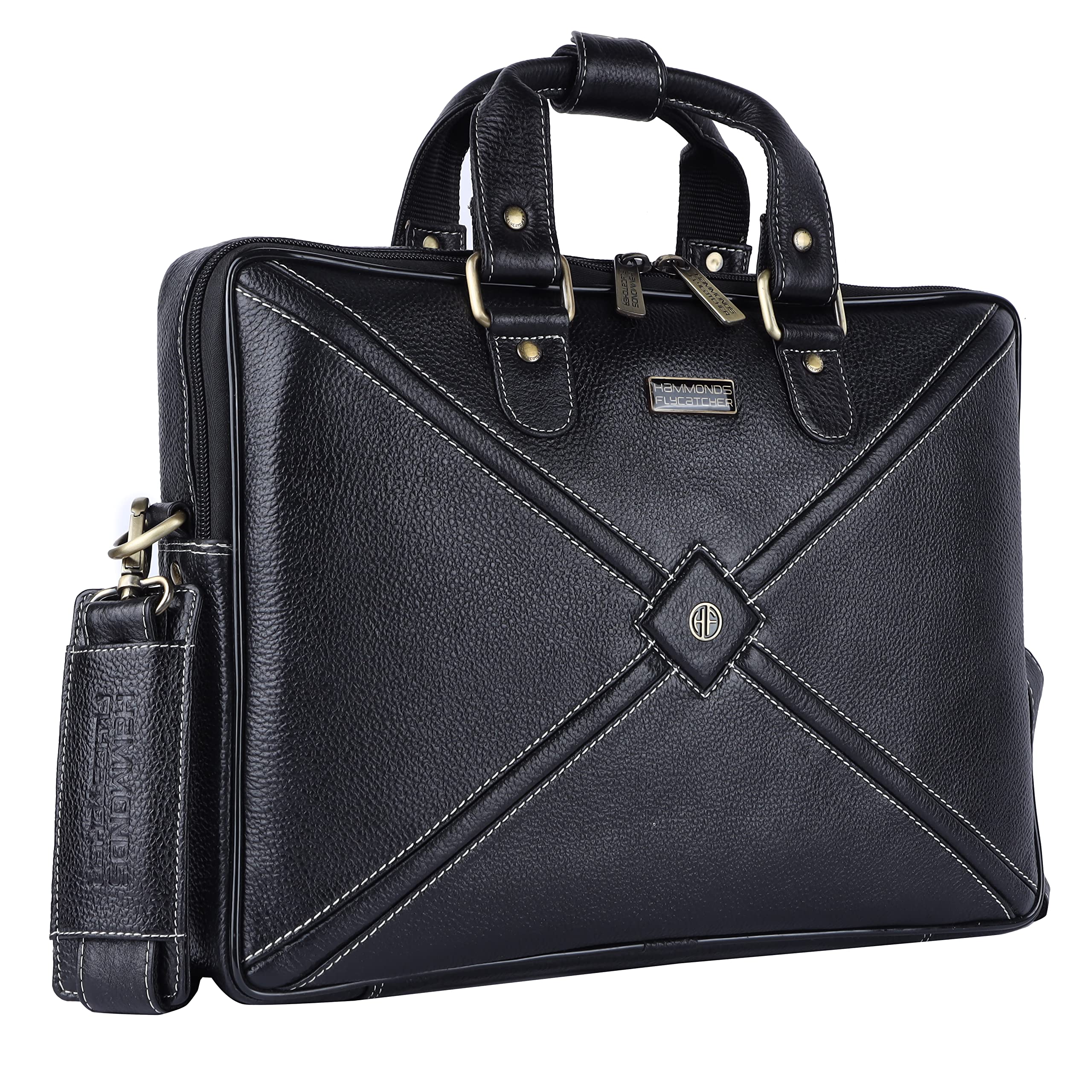 HAMMONDS FLYCATCHER Genuine Leather Office Bag for Men, Laptop Bag for Men, Leather Bag for men for 15.6 Inch Laptop, Adjustable Strap, Multi Compartments, Water Resistant, 1 Year Warranty - Brown (B095PT2F9J) Amazon Price History, Amazon Price Tracker
