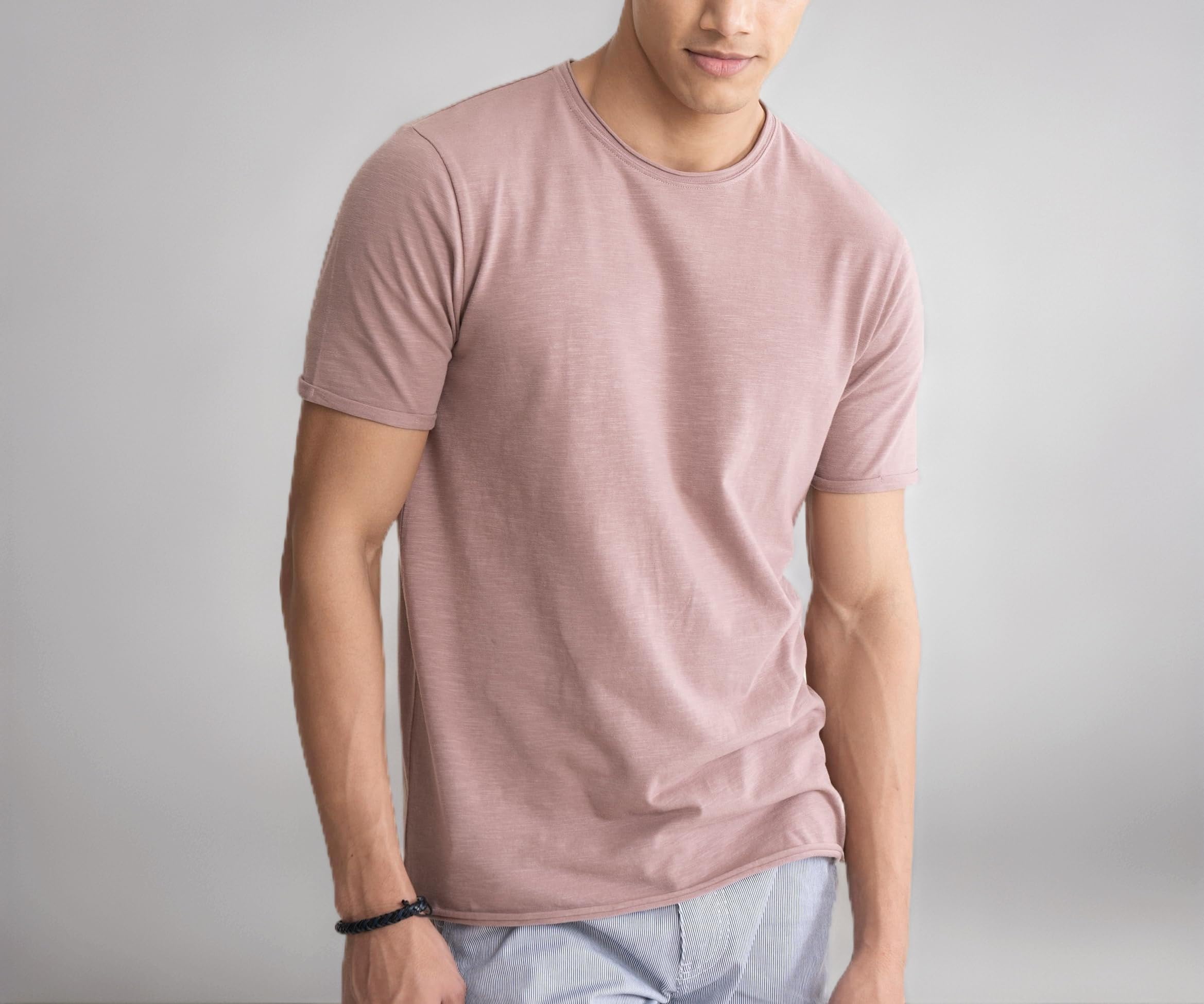 Men’s Slim Fit Cotton-Elastane Blend Half Sleeve Casual T-Shirt | Round Neck T-Shirt