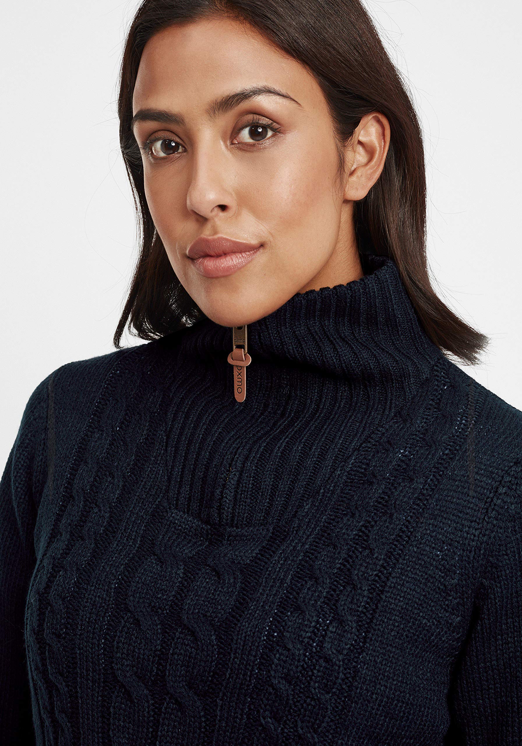 OXMO OXCarry Damen Strickpullover Troyer Grobstrick Pullover