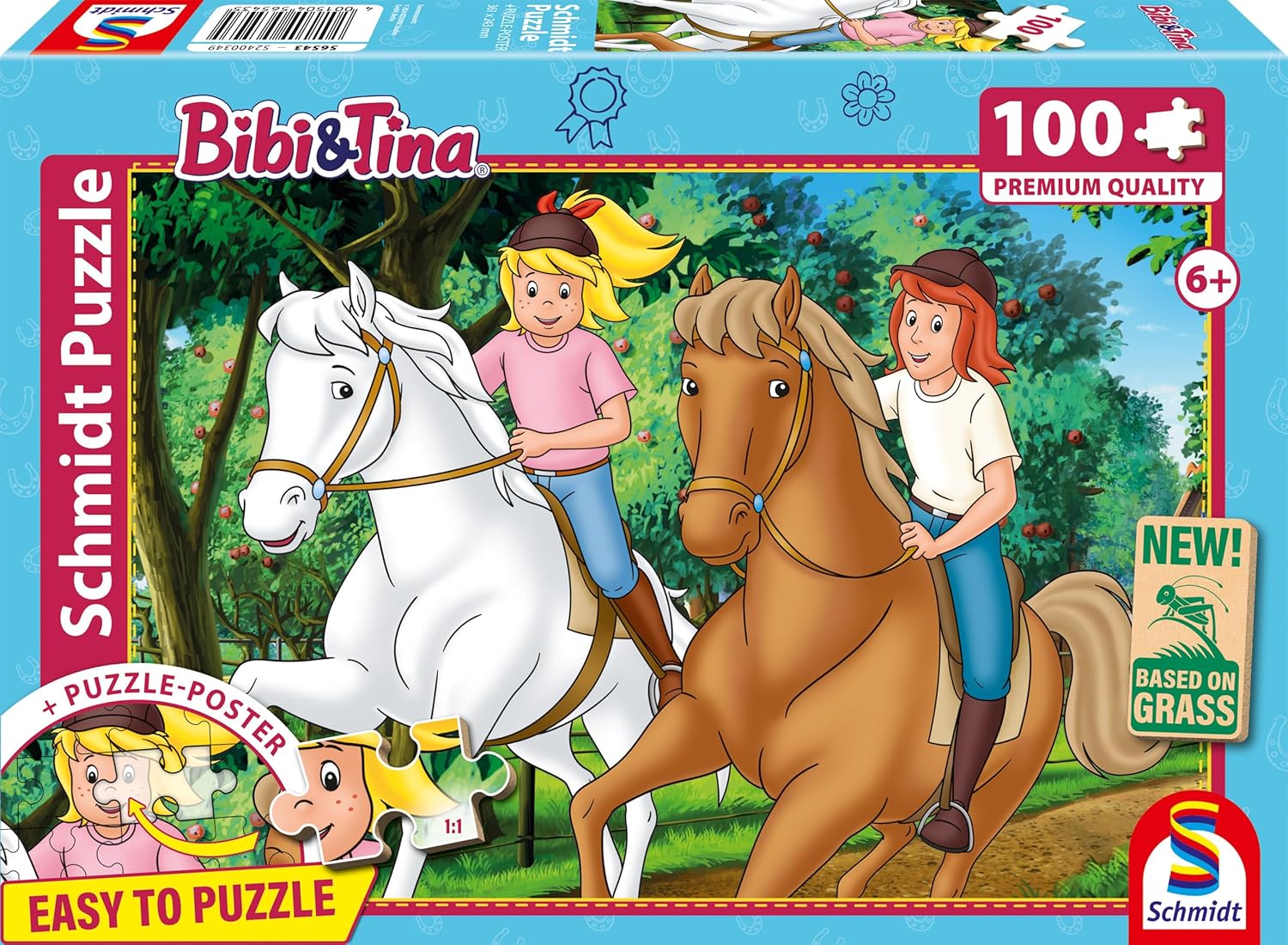 Schmidt Spiele 56543 Bibi & Tina Summer Ride Children's Puzzle 100 Pieces Made of Grass Cardboard