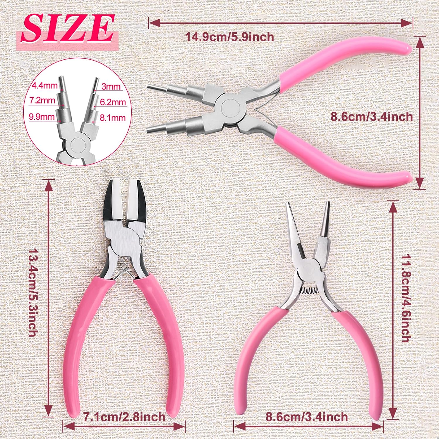 SPEEDWOX 3-Piece Jewelry Making Tools Kit Micro Jewelry Pliers Set Jewelry Making Supplies 6 in 1 Bail Making Pliers 5 Inch Concave and Round Nose Pliers with Cutter 5.5-Inch Nylon Flat Jaw Pliers