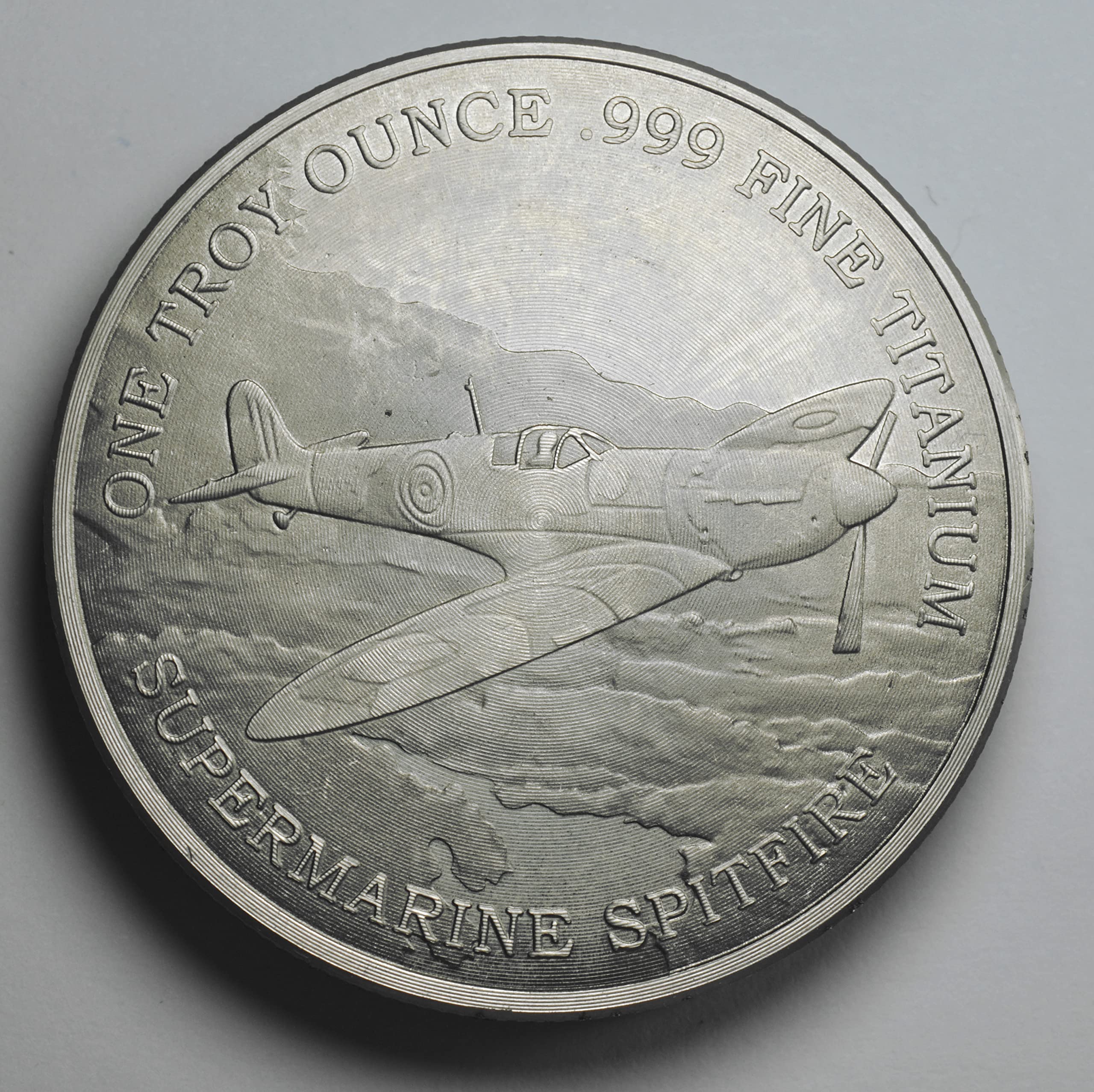 Fine/Pure .999 TITANIUM Coin/Round/Bar. SUPERMARINE SPITFIRE. One Troy Ounce 31.1g. Investment/Bullion