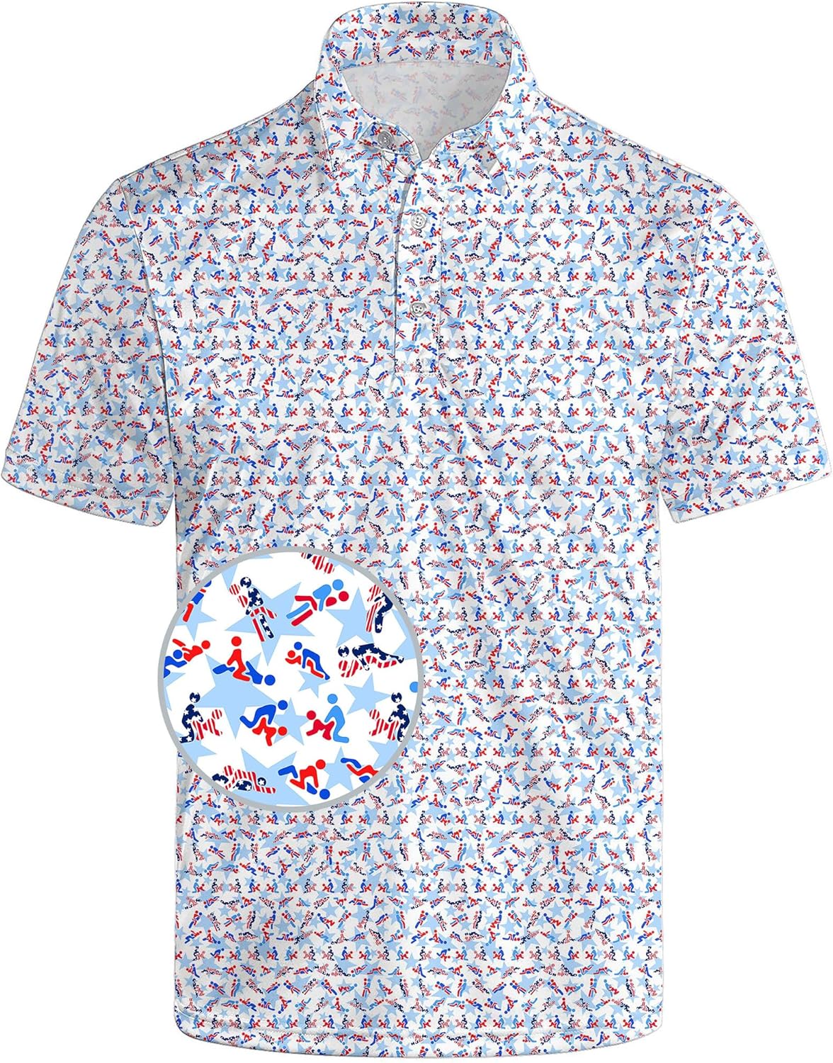 SKYNORA Golf Shirts for Men, Polo Shirts Short Sleeve Moisture Wicking Quick Dry Performance Print Golf Polo Shirts for Men