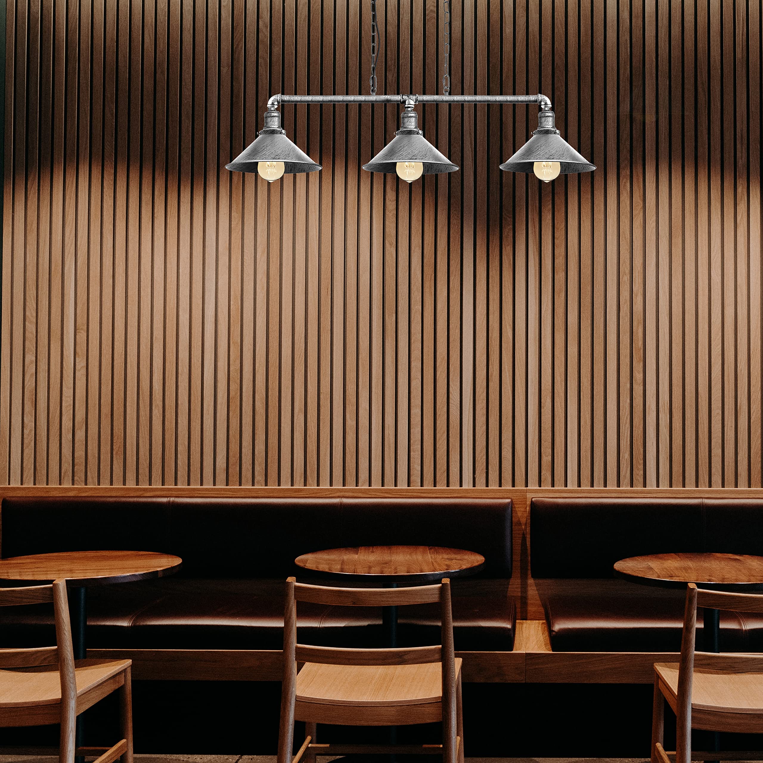 Steampunk 3-flammiger Metallrohr Kronleuchter mit verstellbarer Kette für Wohnzimmer - Bild 4 von 28