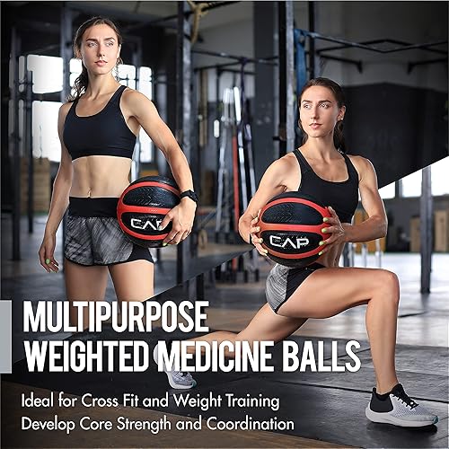 Miniatura 8 de WF Athletic Supply Pelota de medicina y ejercicio goma duradera y distribución constante del peso agarre texturizado cómodo para entrenamiento de