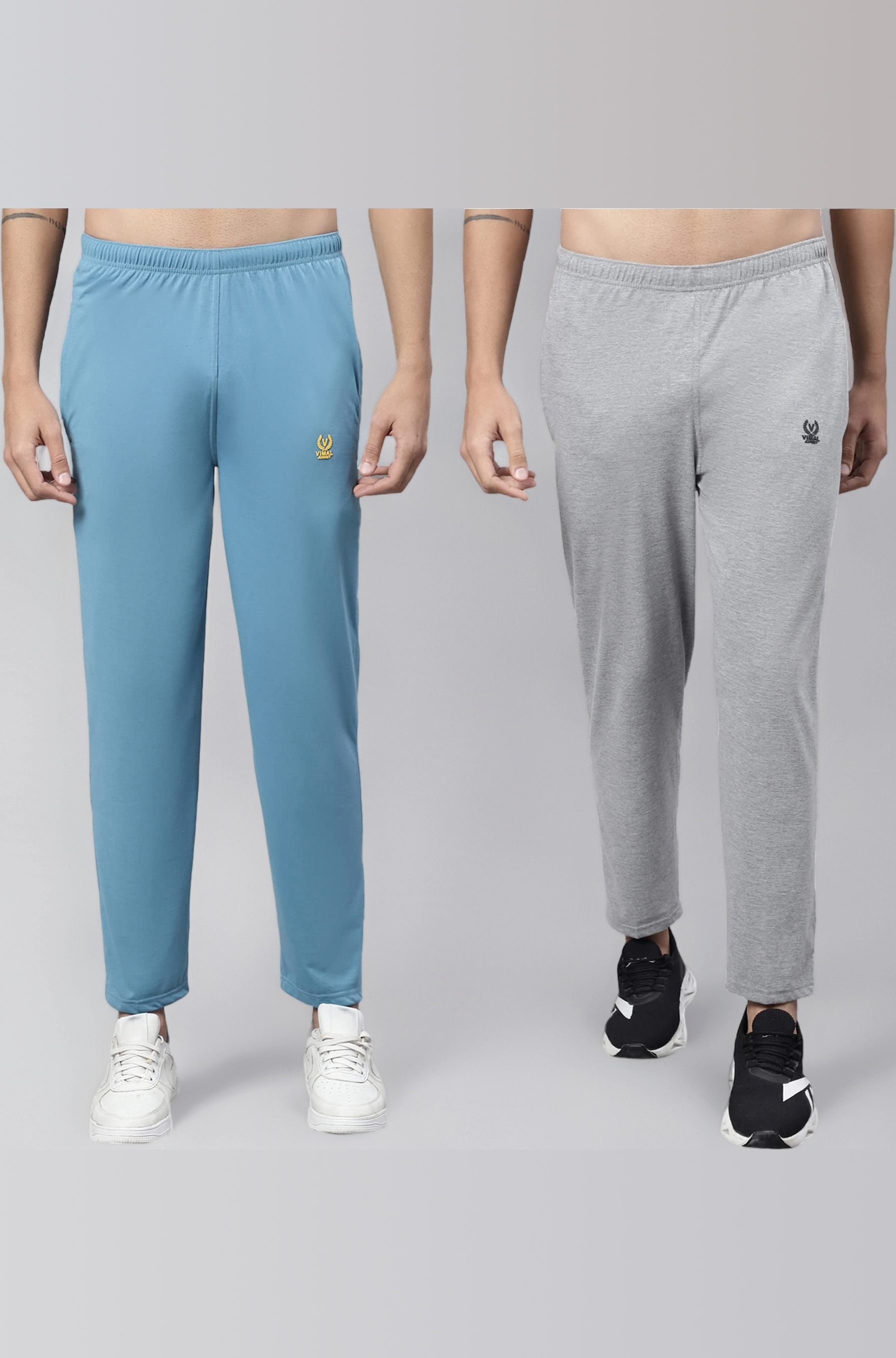 Regular fit Cotton Trackpant for Men (Pack of 2)-D10_BLU_MLG_02-P
