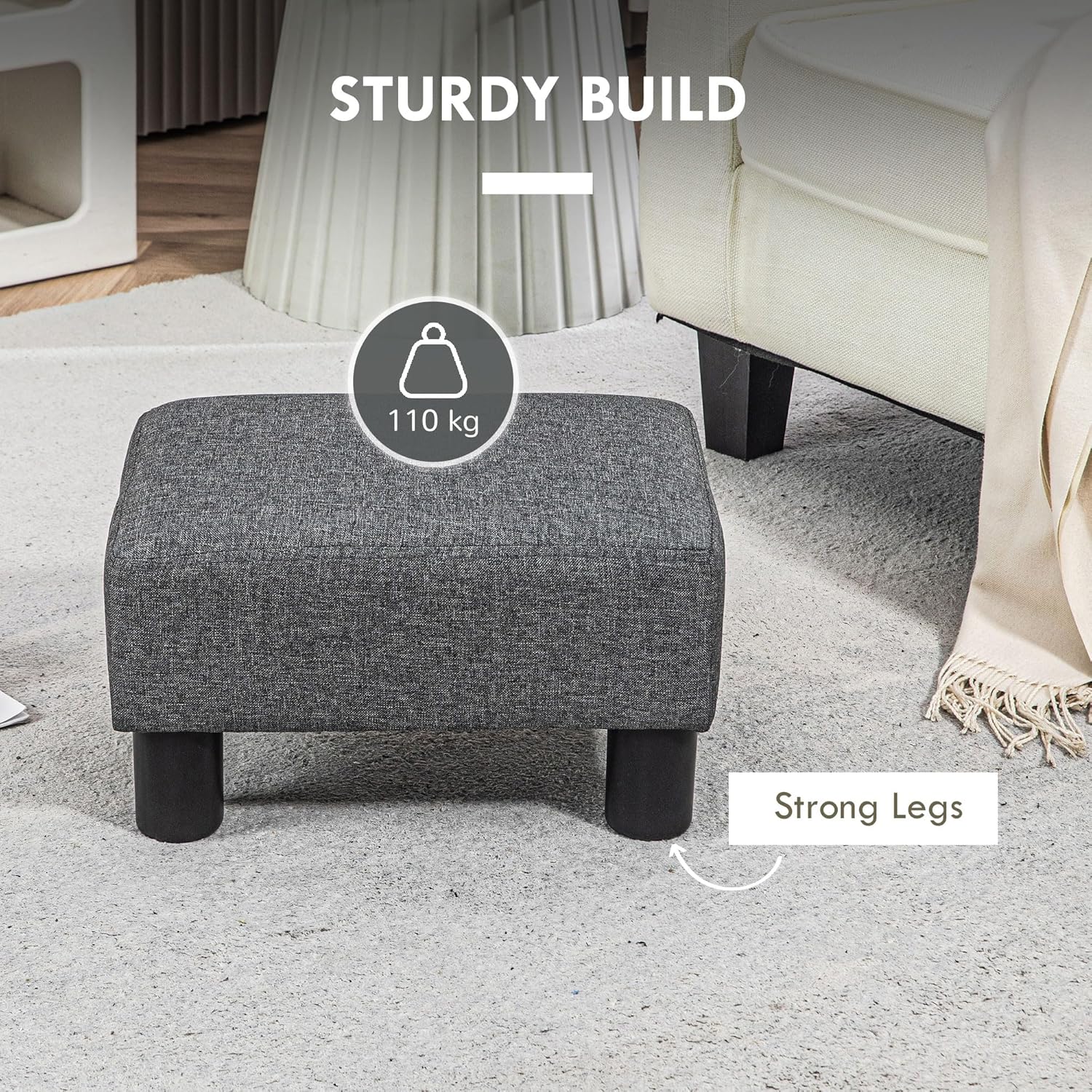 Person using ottoman as a footrest