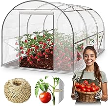 Garden Greenhouse Tunnel 2 x 3 m - 6 m² Polytunnel with Steel Frame | PE Film 140 g/m² UV-Resistant | 8 Windows with Mosquito Net | Plant Protection | White